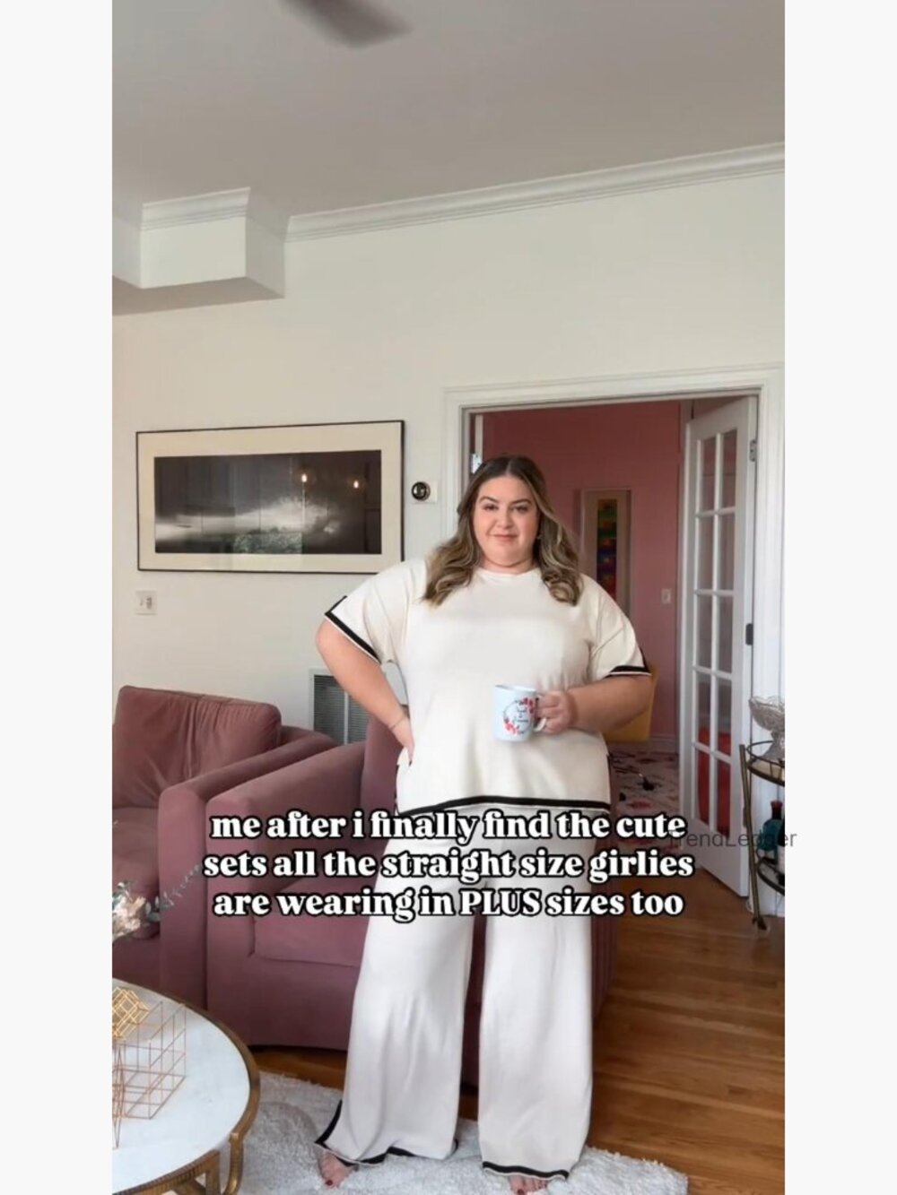 Plus Size 2 Piece Lounge Set Short Sleeve Wide Leg Pants Travel Outfits - Picture 7 of 7